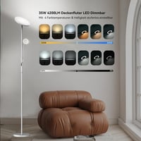 Amdelne Modern Állólámpa 2in1 - Szabályozható LED 30W + 5W Olvasólámpa, Távirányítós, 4 Színhőmérséklet, Szürke Fém Talp 2
