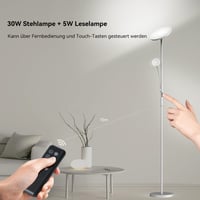 Amdelne Modern Állólámpa 2in1 - Szabályozható LED 30W + 5W Olvasólámpa, Távirányítós, 4 Színhőmérséklet, Szürke Fém Talp 3