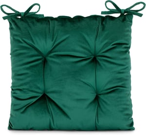 Zamatový podsedák na stoličku AmeliaHome Aleksa so šnúrkami – fľaškovozelený – 40x40 cm