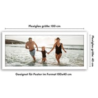 Americanflat okvir za slike 100x40 cm od MDF drveta s neslomljivim pleksiglasom - Bijeli zidni okvir 40x100 cm s integriranom kukom - Za vodoravno i okomito vješanje 2