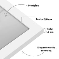 Americanflat okvir za slike 100x40 cm od MDF drveta s neslomljivim pleksiglasom - Bijeli zidni okvir 40x100 cm s integriranom kukom - Za vodoravno i okomito vješanje 3
