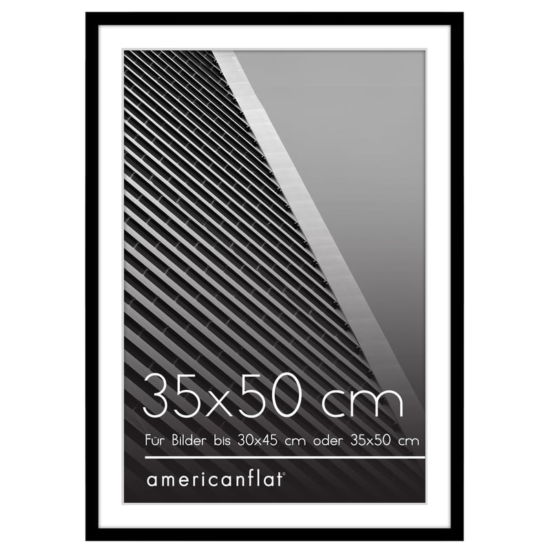 Fotorámik Americanflat 35x50 cm čierny – s paspartou 30x45 cm – rám na fotografie s lešteným plexisklom