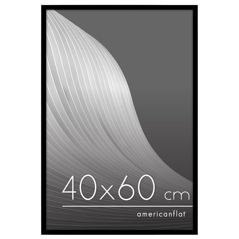 Americký fotorámik 40x60 cm - úzky rám na fotografie s plexisklom, na výšku aj na šírku, s integrovaným závesom - čierny