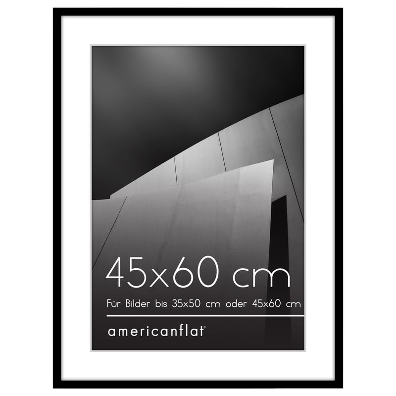 Americký fotorámik 45x60 cm čierny - s paspartou 35x50 cm alebo bez pasparty 60x45 cm - leštený plexisklový panel - na zvislé aj vodorovné zavesenie