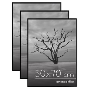 Americanflat Képkeret 50x70 cm Fekete 3 db-os Csomag - Vékony Keret Plexi Panellel, Integrált — kopott előlap (állapot: lásd a 2. képet)