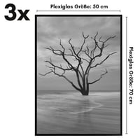 Americanflat Képkeret 50x70 cm Fekete 3 db-os Csomag - Vékony Keret Plexi Panellel, Integrált — kopott előlap (állapot: lásd a 2. képet) 6