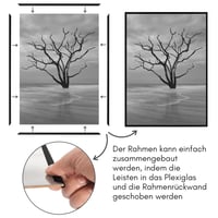 Americanflat Képkeret 50x70 cm Fekete 3 db-os Csomag - Vékony Keret Plexi Panellel, Integrált — kopott előlap (állapot: lásd a 2. képet) 8