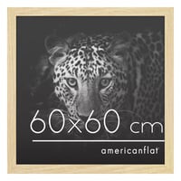 Americanflat okvir za slike 60x60 cm, prirodni hrast - kvadratni MDF drveni zidni okvir s poliranim pleksiglasom i kukom za vješanje na zid 1