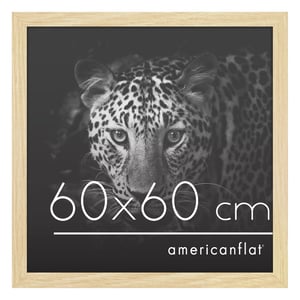 Americanflat Képkeret 60x60 cm Természetes Tölgy - Négyzetes MDF Fa Fali Keret Csiszolt Plexi Üveggel és Falra Akasztóval