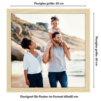 Americanflat okvir za slike 60x60 cm, prirodni hrast - kvadratni MDF drveni zidni okvir s poliranim pleksiglasom i kukom za vješanje na zid 2
