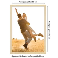 Ramă Foto Americanflat 60x85 cm din MDF cu Geam Plexiglas Incasabil - Ramă pentru Perete 85x60 cm cu Agățătoare Integrată - Stejar/Natur 2