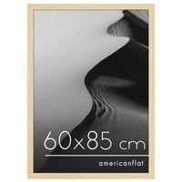 Ramă Foto Americanflat 60x85 cm din MDF cu Geam Plexiglas Incasabil - Ramă pentru Perete 85x60 cm cu Agățătoare Integrată - Stejar/Natur 1