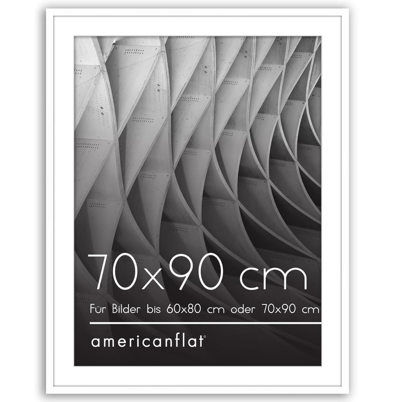 Americanflat okvir za slike 70x90 cm bijeli - s paspartuom 60x80 cm - okvir za fotografije s poliranim pleksiglasom