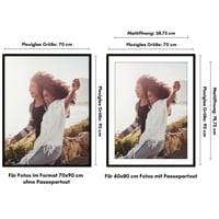 Americanflat Okvir za slike 70x90 cm crni - s paspartuom za fotografiju 60x80 cm ili bez paspartua za 90x70 cm - tanki okvir s plastičnom prednjom stranom 2
