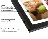 Americanflat Kolážový fotorámik 10x15 cm čierny – 20x51 cm rám na fotografie s paspartou pre štyri 15x10 cm fotografie – Viacerý rodinný rám na fotky s nerozbitným sklom 3