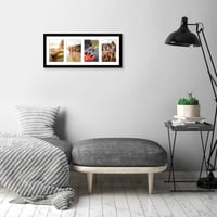 Americanflat Kolážový fotorámik 10x15 cm čierny – 20x51 cm rám na fotografie s paspartou pre štyri 15x10 cm fotografie – Viacerý rodinný rám na fotky s nerozbitným sklom 7
