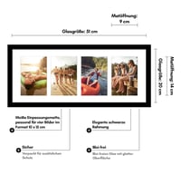 Americanflat Kolážový fotorámik 10x15 cm čierny – 20x51 cm rám na fotografie s paspartou pre štyri 15x10 cm fotografie – Viacerý rodinný rám na fotky s nerozbitným sklom 6
