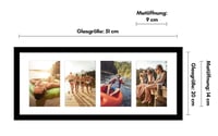 Americanflat Kolážový fotorámik 10x15 cm čierny – 20x51 cm rám na fotografie s paspartou pre štyri 15x10 cm fotografie – Viacerý rodinný rám na fotky s nerozbitným sklom 2