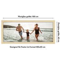 Americanflat MDF drveni okvir za slike 100x40 cm, prirodni hrast - s nelomljivim pleksiglasom, za vodoravno i okomito vješanje na zid 2