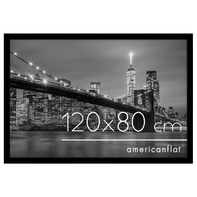 Americanflat MDF drveni okvir za slike 120x80 cm crni - s nelomljivim pleksiglasom i kukicom - za vodoravnu i okomitu montažu na zid