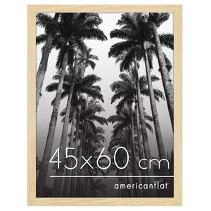 Americanflat MDF drveni okvir za slike 45x60 cm s nelomljivim pleksiglasom, integriranom kukicom, za okomito i vodoravno postavljanje na zid, hrast/prirodna boja
