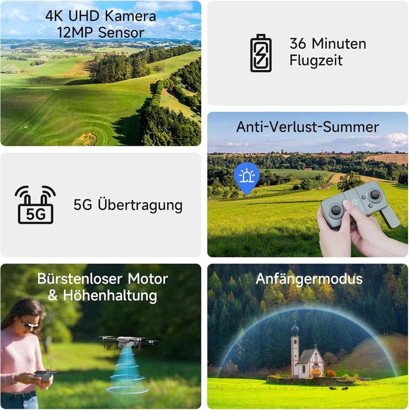 Ameta S20 Lite 4K FPV Drón Kamerával, Kezdőknek, 36 Perc Repülési Idő