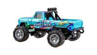 RC monster truck Amewi, model 1:64, RTR, modrý, diaľkovo ovládané terénne auto s ovládačom v tvare karty 4
