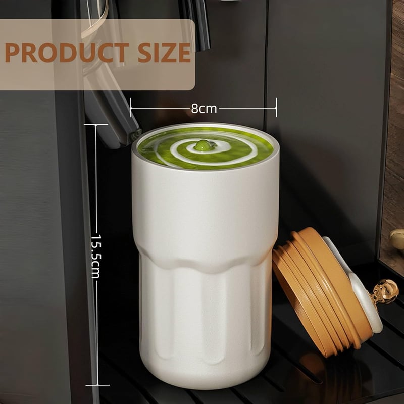 AMFUN 420ml Hőtartó Utazó Kávésbögre Digitális Kijelzővel, Rozsdamentes Acél, Szivárvásmentes