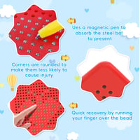 Magnetická tabuľka na kreslenie AMFUN s oceľovými guľôčkami a magnetickým perom, pre deti od 3 rokov, 21,5 cm, červená 2
