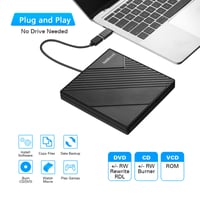 Unitate DVD Externă Amicool USB 3.0 USB-C pentru Laptop, PC Desktop, MacBook, Scriitor și Cititor DVD, compatibil cu Windows 7, 8.1, 10, 11, Linux, Mac OS, Unitate Optică Portabilă 2