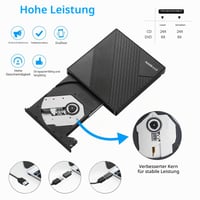Unitate DVD Externă Amicool USB 3.0 USB-C pentru Laptop, PC Desktop, MacBook, Scriitor și Cititor DVD, compatibil cu Windows 7, 8.1, 10, 11, Linux, Mac OS, Unitate Optică Portabilă 4