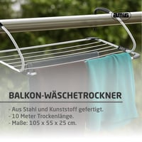 Amig Aeria ClipAir balkonska sušilica za rublje - Čelik i polipropilen - Montaža bez alata - 10 m površine za sušenje - 105x55x25 cm - Bijela 2