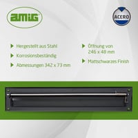 Amig Mod. 2 Matt Fekete Levélnyílás Acél Zárlappal Falra vagy Ajtóra 342x73 mm Nyílás 312x43 mm Postaláda Bedobó 4