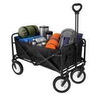 Sklopiva vrtna ručna kolica, kolica za plažu, crna, vodootporna Oxford tkanina, kotači promjera 20 cm s okretanjem od 360 stupnjeva, nosivost 100 kg 1