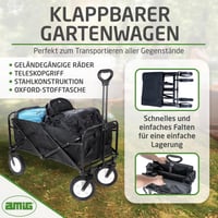 Sklopiva vrtna ručna kolica, kolica za plažu, crna, vodootporna Oxford tkanina, kotači promjera 20 cm s okretanjem od 360 stupnjeva, nosivost 100 kg 2