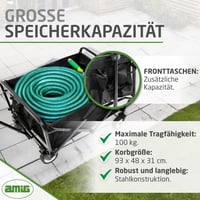Sklopiva vrtna ručna kolica, kolica za plažu, crna, vodootporna Oxford tkanina, kotači promjera 20 cm s okretanjem od 360 stupnjeva, nosivost 100 kg 3