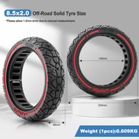 Anvelopă plină off-road Amitor 8.5x2 pentru trotinetă electrică, 8 1/2 x 2, anti-pană, fără întreținere, compatibilă cu Xiaomi Pro 2, 1S, M365, Pro, Mi3, 1 buc. 7