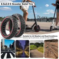 Anvelopă plină off-road Amitor 8.5x2 pentru trotinetă electrică, 8 1/2 x 2, anti-pană, fără întreținere, compatibilă cu Xiaomi Pro 2, 1S, M365, Pro, Mi3, 1 buc. 8