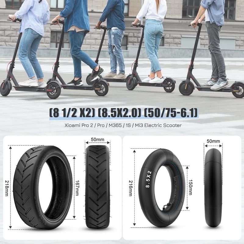 Amitor E-roller Gumi 8.5x2.0 Xiaomi Pro/M365 Csere Gumiabroncs Tömlővel 2db