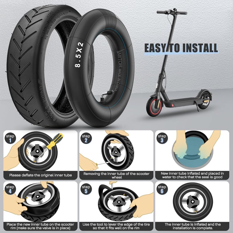 Amitor E-roller Gumi 8.5x2.0 Xiaomi Pro/M365 Csere Gumiabroncs Tömlővel 2db