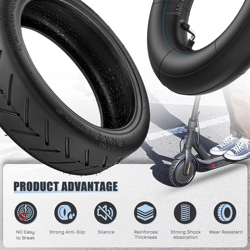 Amitor E-roller Gumi 8.5x2.0 Xiaomi Pro/M365 Csere Gumiabroncs Tömlővel 2db
