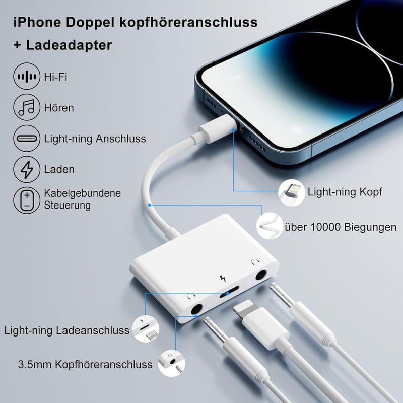 AMLLXEN iPhone 3.5mm audio adapter töltőporttal 3 az 1-ben