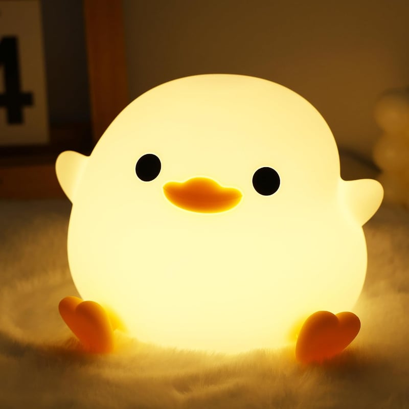 Ammonite Dodo Duck szilikon éjszakai lámpa gyerekeknek, dimmelhető LED, 20 perces időzítő