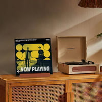 Suport pentru viniluri Ammonite Now Playing, din lemn și acril, cu iluminare LED - alb cald 3