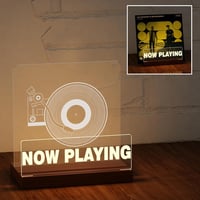 Suport pentru viniluri Ammonite Now Playing, din lemn și acril, cu iluminare LED - alb cald 1