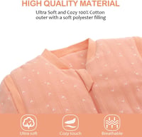 amo nenes Baba Hálózsák 2.5 TOG - 100% Pamut Téli Hálózsák Levehető Ujjakkal, 72 cm, 0-6 Hónapos Babáknak, Narancssárga 5
