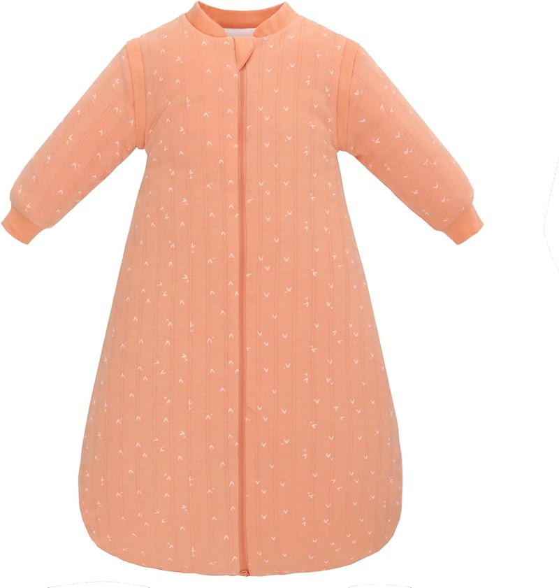 amo nenes Baba Hálózsák 2.5 TOG - 100% Pamut Téli Hálózsák Levehető Ujjakkal, 72 cm, 0-6 Hónapos Babáknak, Narancssárga