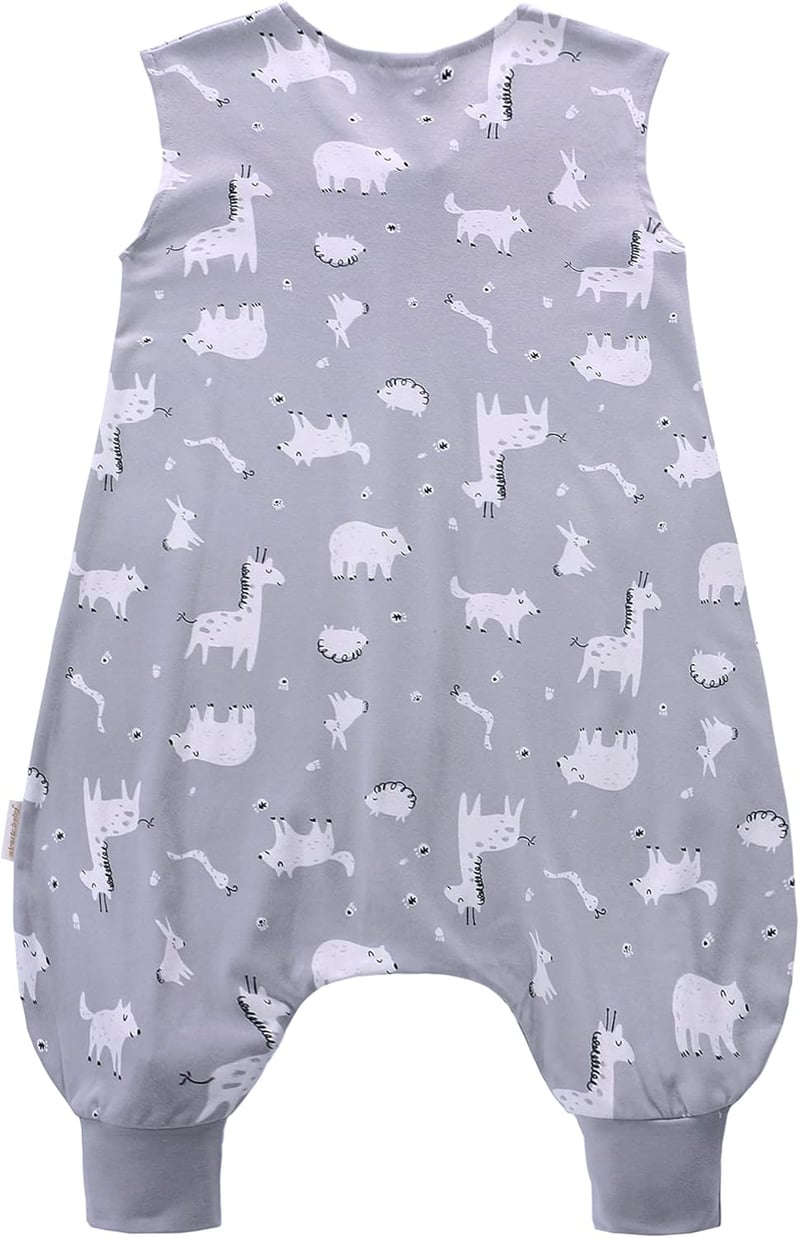 amo nenes Lábfejes Baba Hálózsák - Pamut Zsiráf Mintás Ujjatlan Alvózsák Kisfiúknak és Kislányoknak, Egész Éves Használatra, XL Méret