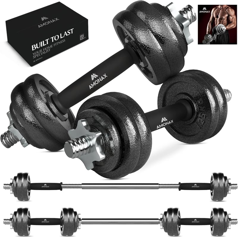 Amonax 15-30 kg állítható súlyzó szett, 2 db vasból készült súlyzó edzéshez
