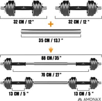 Amonax 15-30 kg állítható súlyzó szett, 2 db vasból készült súlyzó edzéshez 3